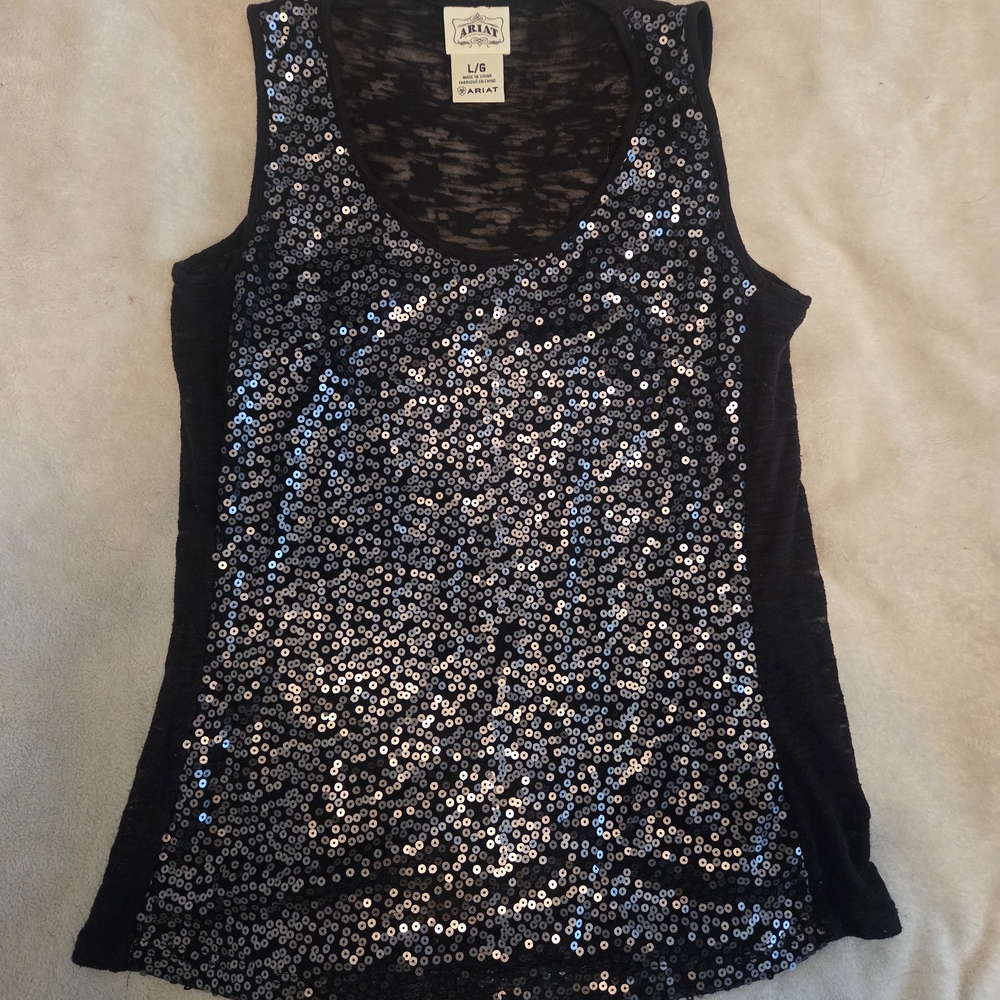 Ariat Black Sequin Scoop Tank